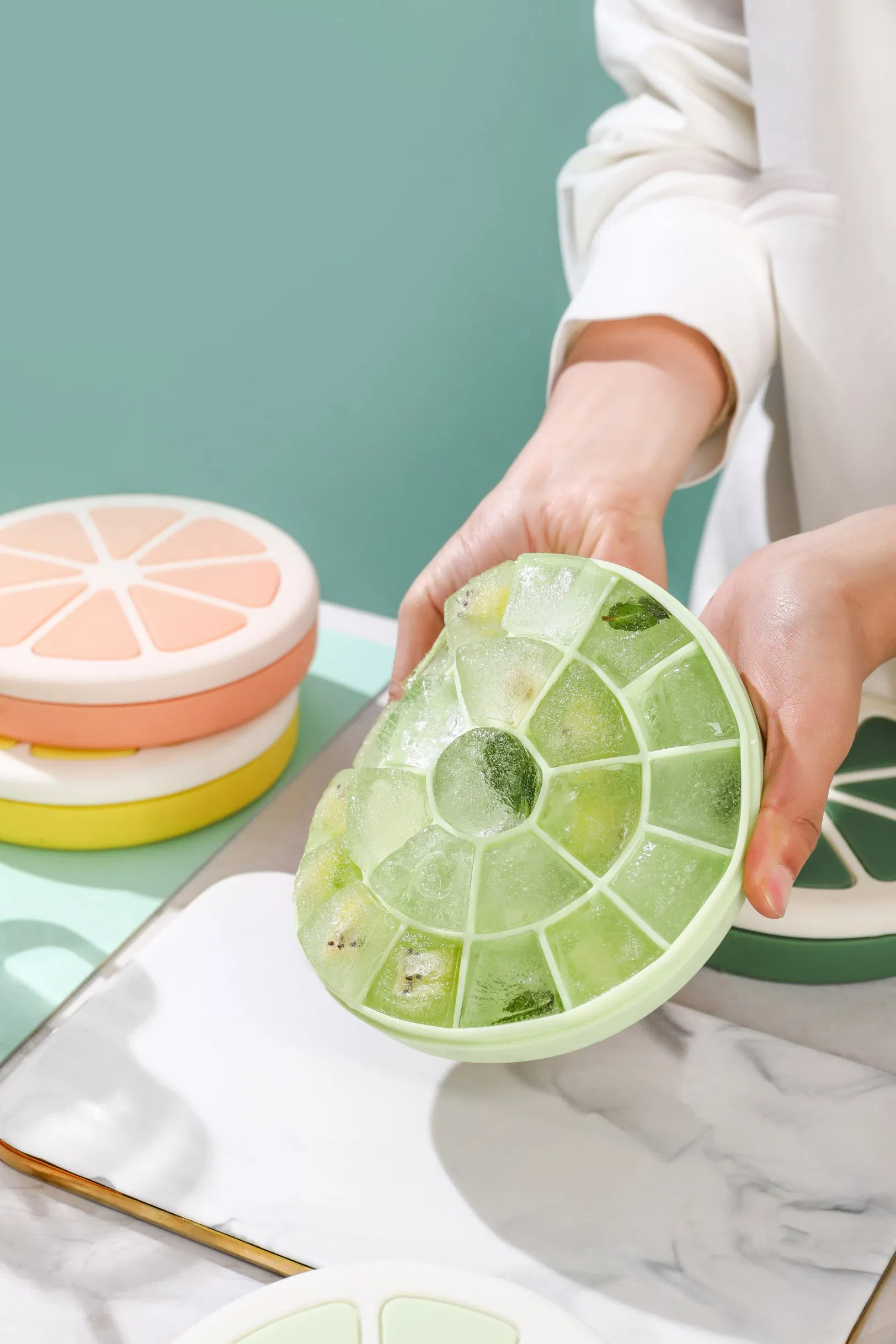 Силиконовая форма для льда JY03 с крышкой, 21 ячейка