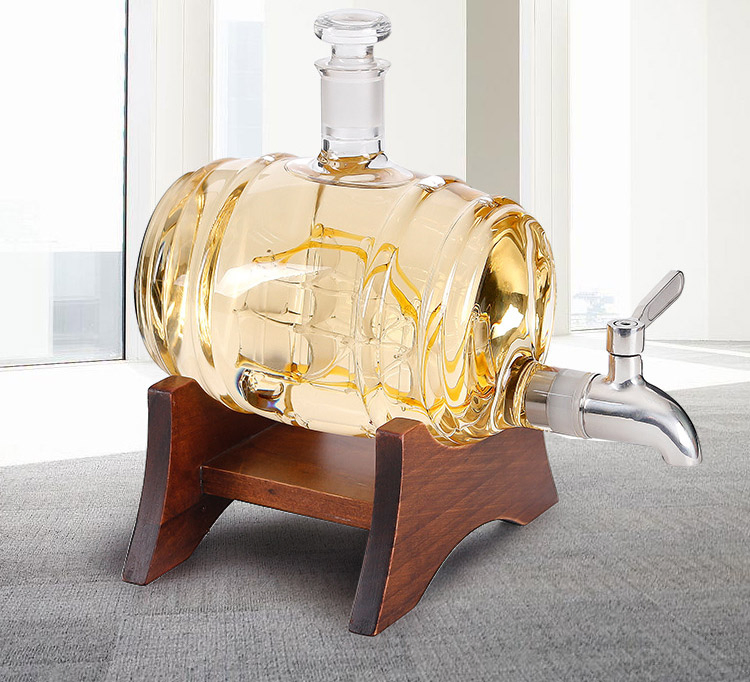 High Borosilicate Glass 1000ml Globe and Sailboat Shape Wine Bottle Wine Decanter with Faucet