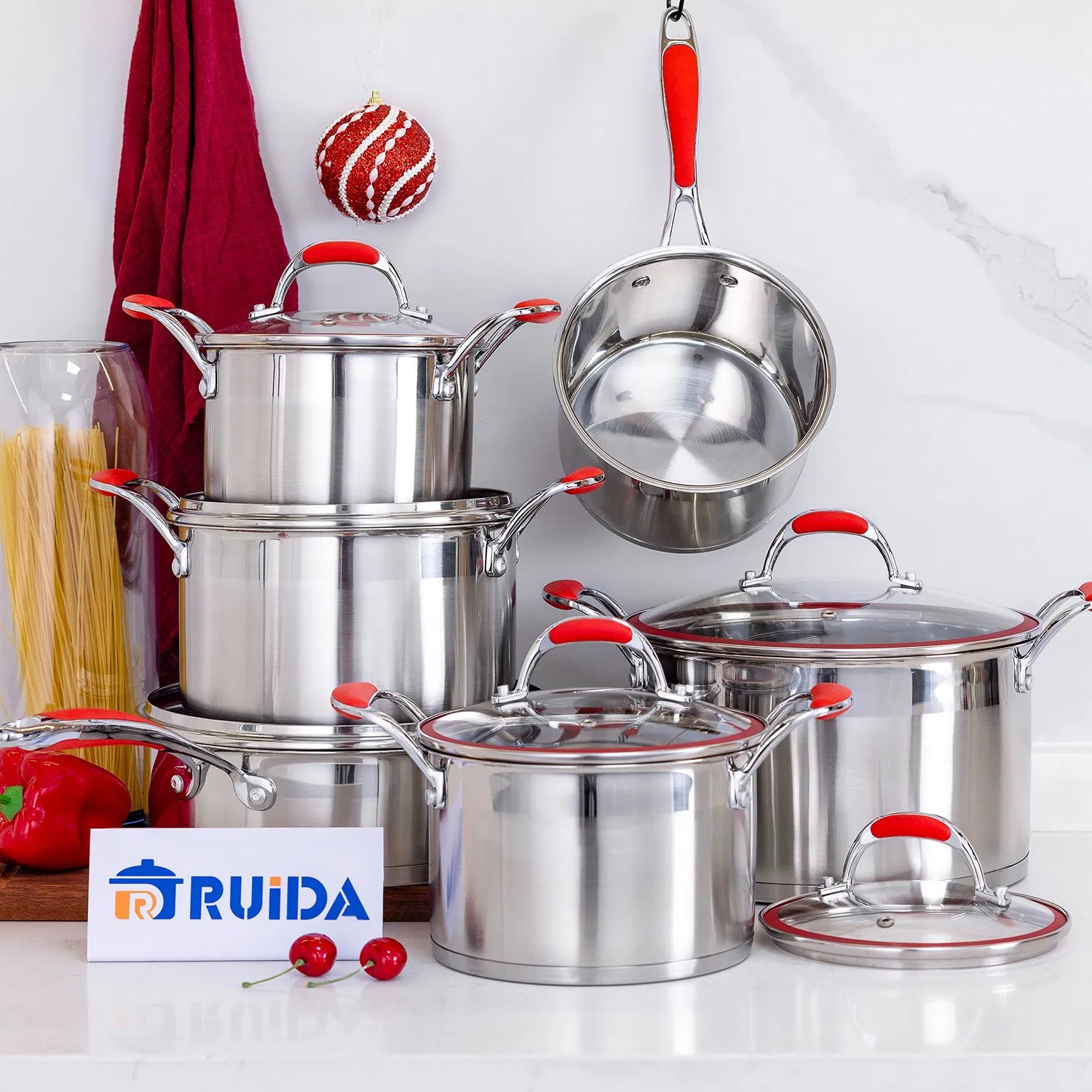 Stainless Steel 12PCS Cookware Set Thickening Double Bottom Cookware Set