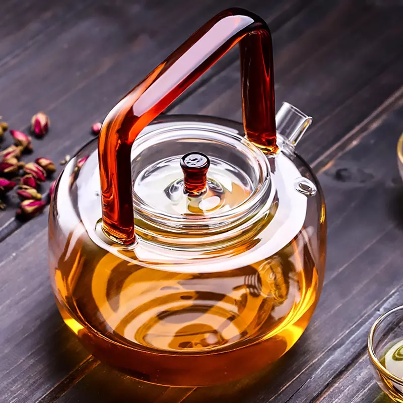 Wholesale 650ml Heat Resistant Teapots with Red Handle