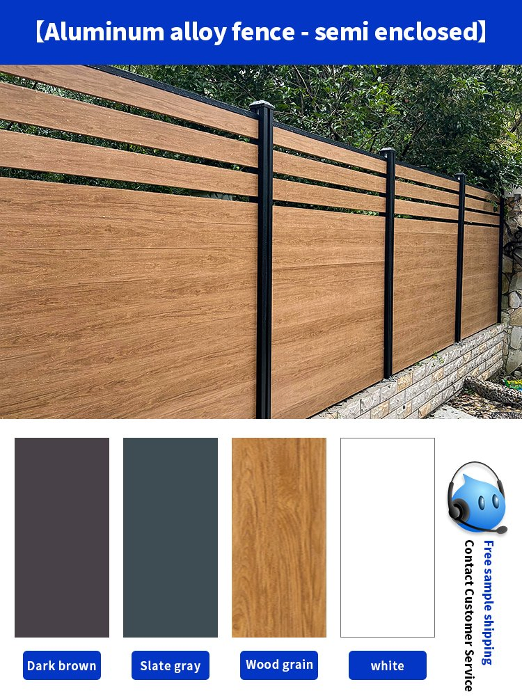 Outdoor Waterproof Wood Plastic Composite Privacy Garden Fence with Aluminum Alloy Post
