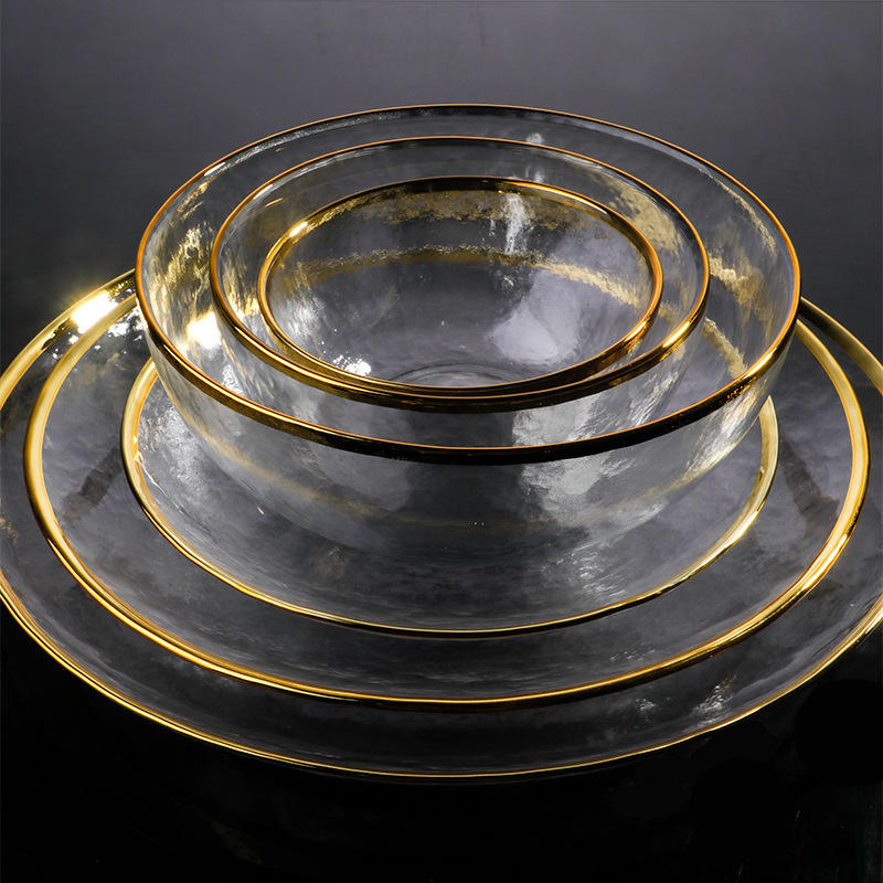 Wholesale Luxury Glass Bowls and Charger Plates Set for Weddings