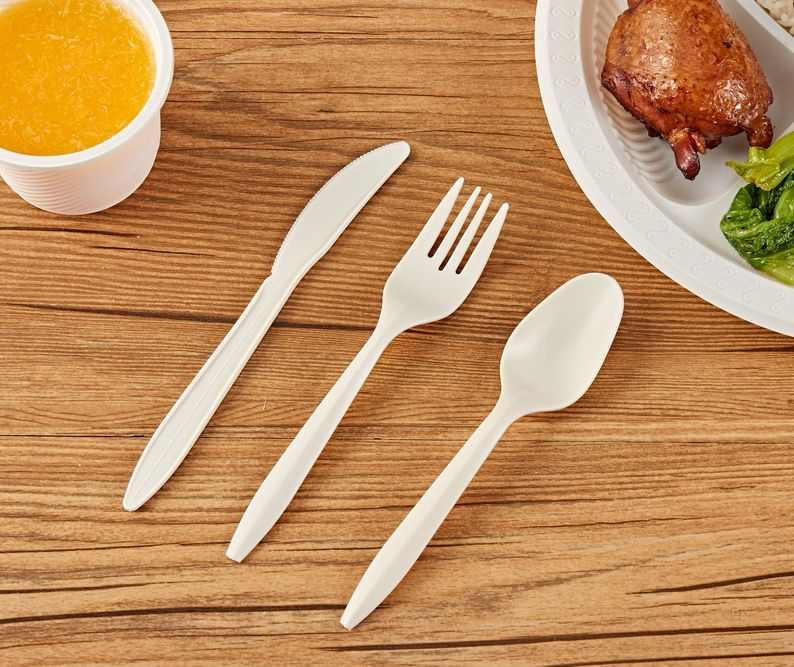 6.0 Inch Biodegradable Cornstarch Cutlery Eco-Friendly and Single-Use Spoon and Fork