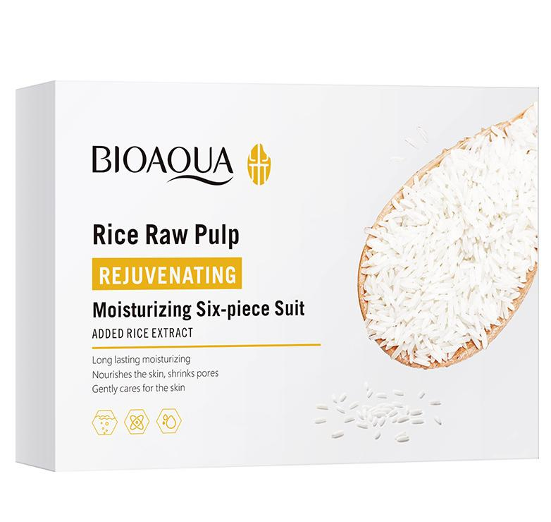 Online Wholesale in Stock Natural Lightening Face Set Products Organic Skin Care Sets Private Label Wholesale Rice Raw Pulp Skin Whitening Brightening Set