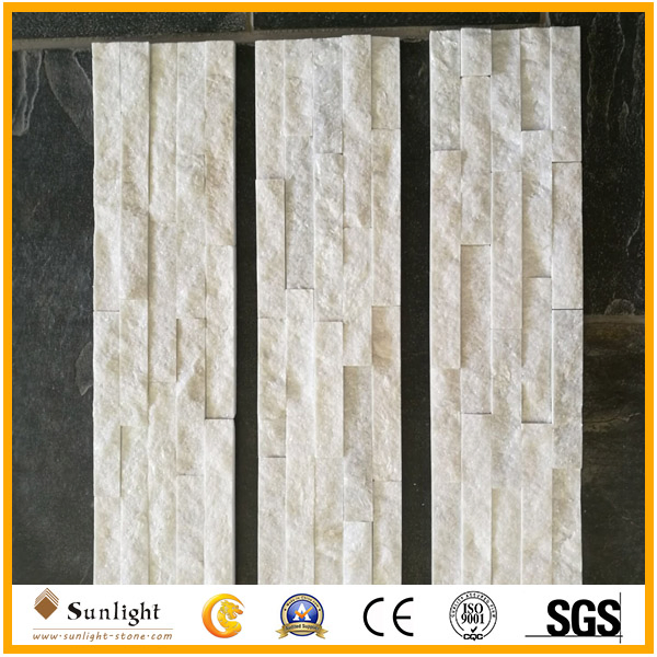 Natural Pure White Quartzite Culture Stone for Wall Cladding Decoration