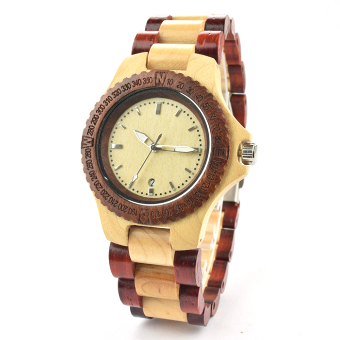 New Style Cheap Sanders Wooden Zebra Wood Quartz Watch Bg267