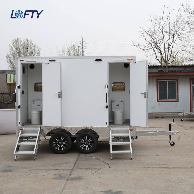 New Design Mobile Trailer with 2 Bathrooms Standard Portable Cabin Toilet