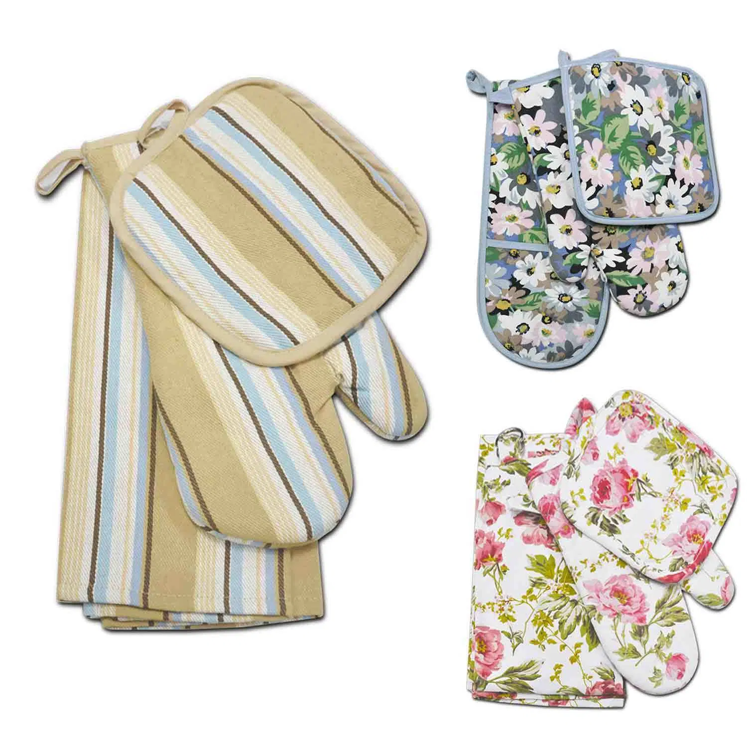 Wholesale Kitchen Set of Oven Mitt Pot Holder and Apron