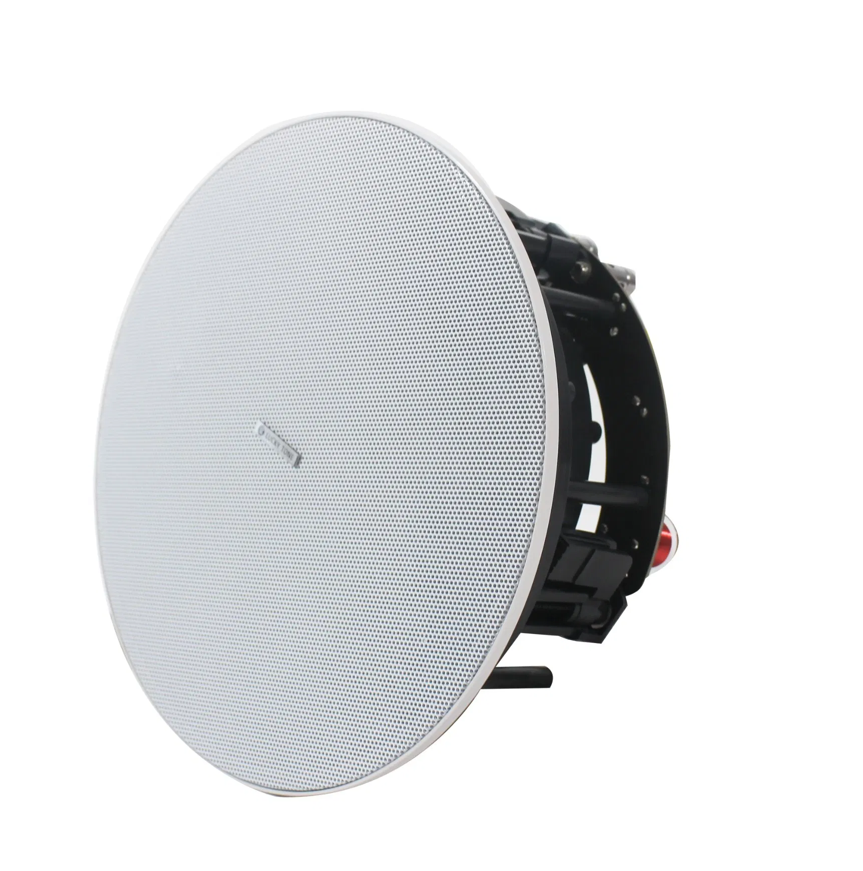 Tilted High Performance Rimless Ceiling Speaker 8 Inch Coaxial, 120W, 8 Ohms, High Power Version with Angle Changeable Titanium Tweeter