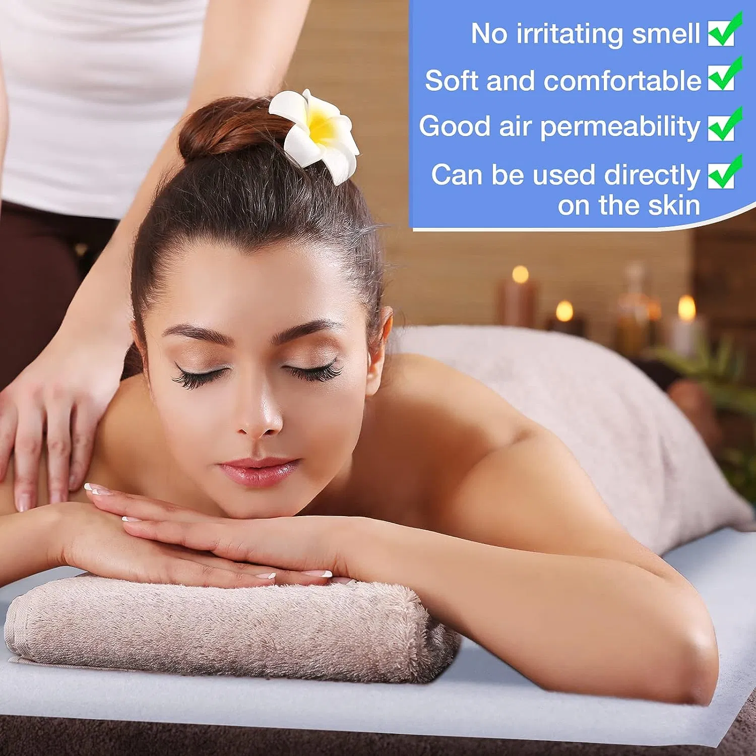 Disposable Massage Table Sheets Non Woven 30 G/M2 with Face Hole Absorbent