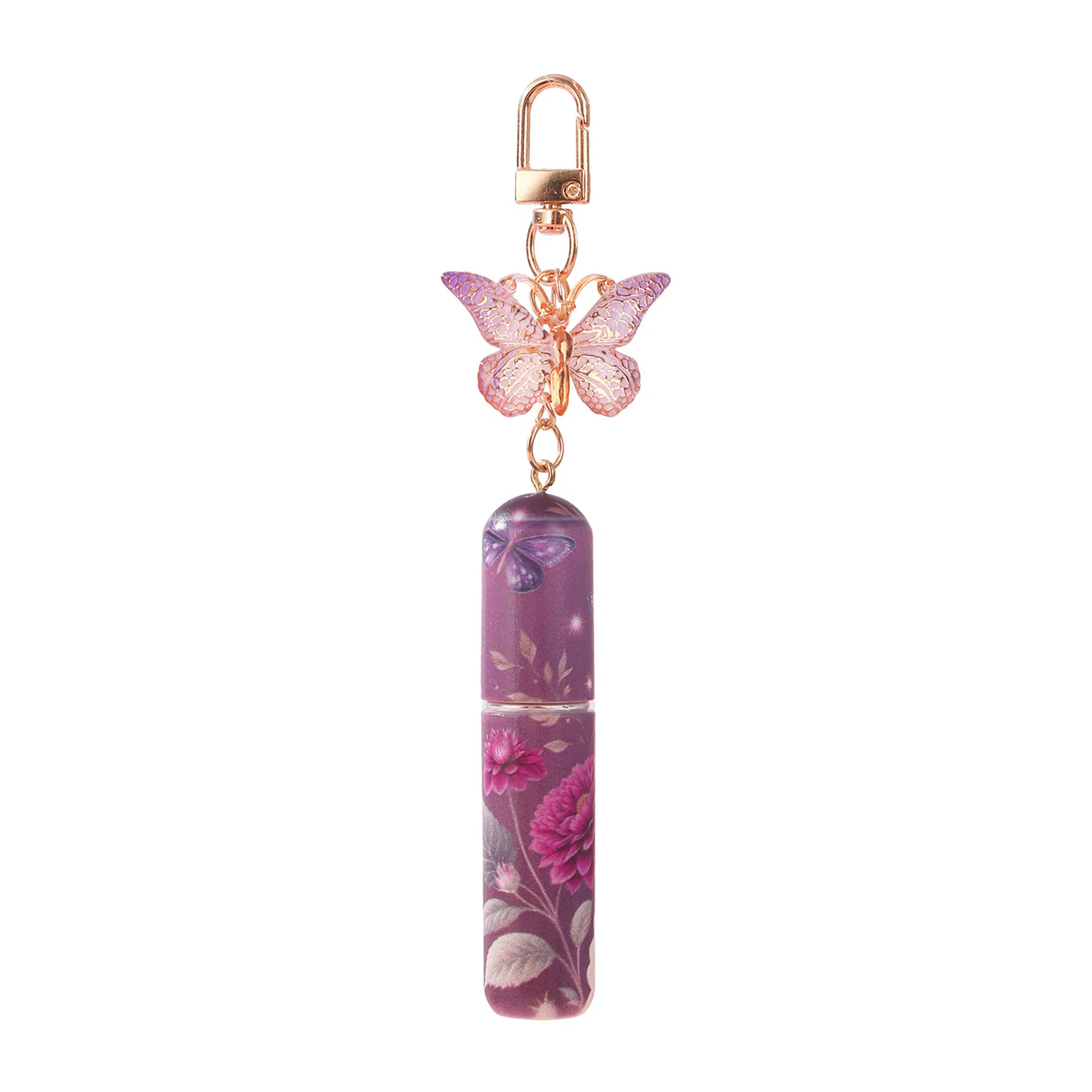 5ml Mini Tester Travel Pocket Refillable Twist up Dispenser Spray Fragrance Perfume Atomizer Bottle with Butterfly Keychain