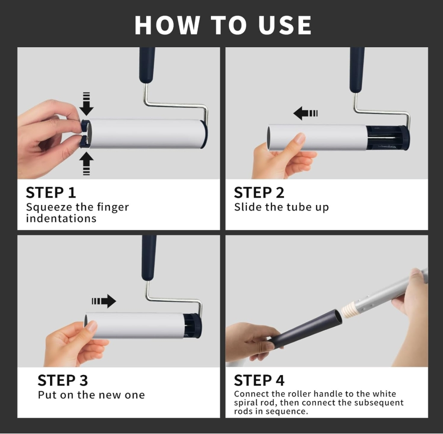300 Sheets Lint Remover Sticky Roller for Pet Hair Extra Sticky with 3 Extendable Handle