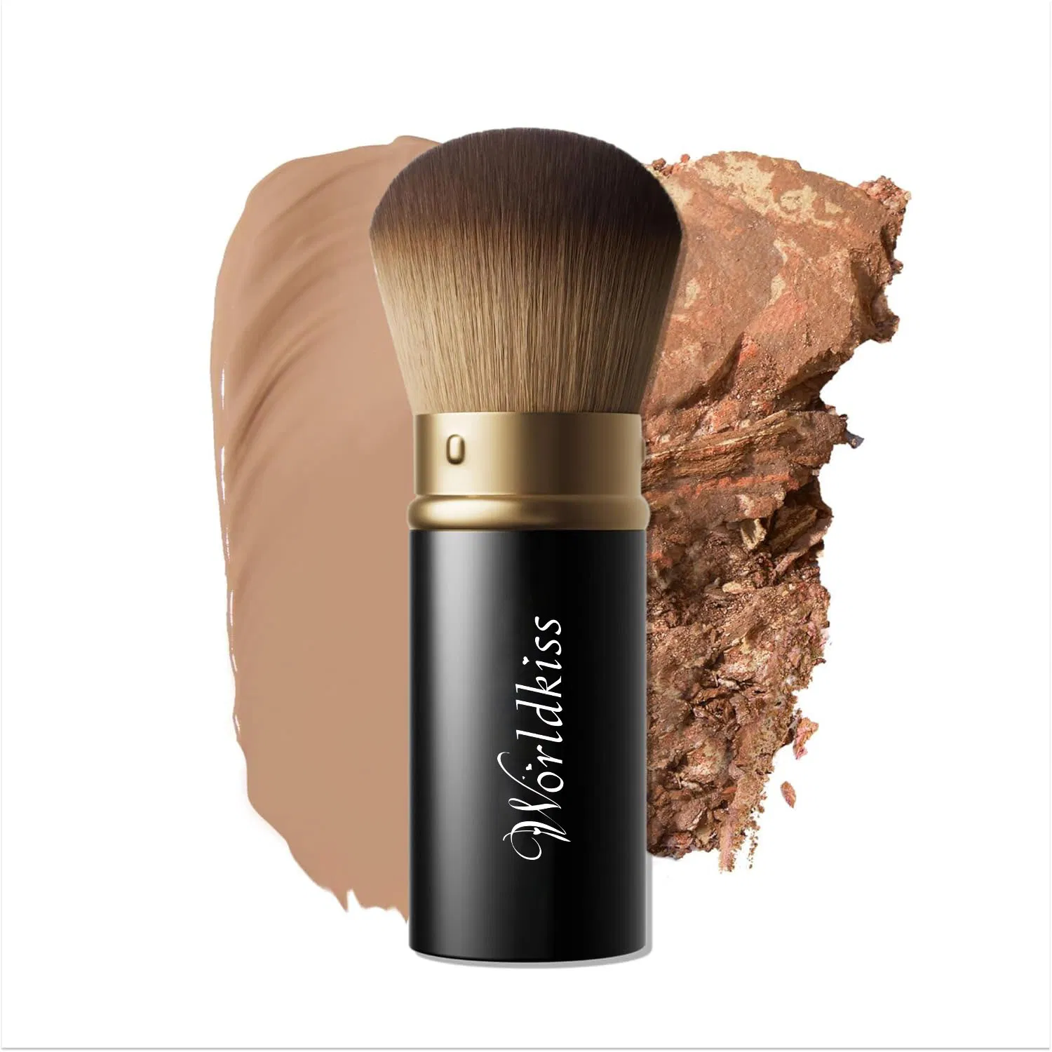 Wholesale Retractable Black Kabuki Face Liquid Cream Powder Cosmetic Brush