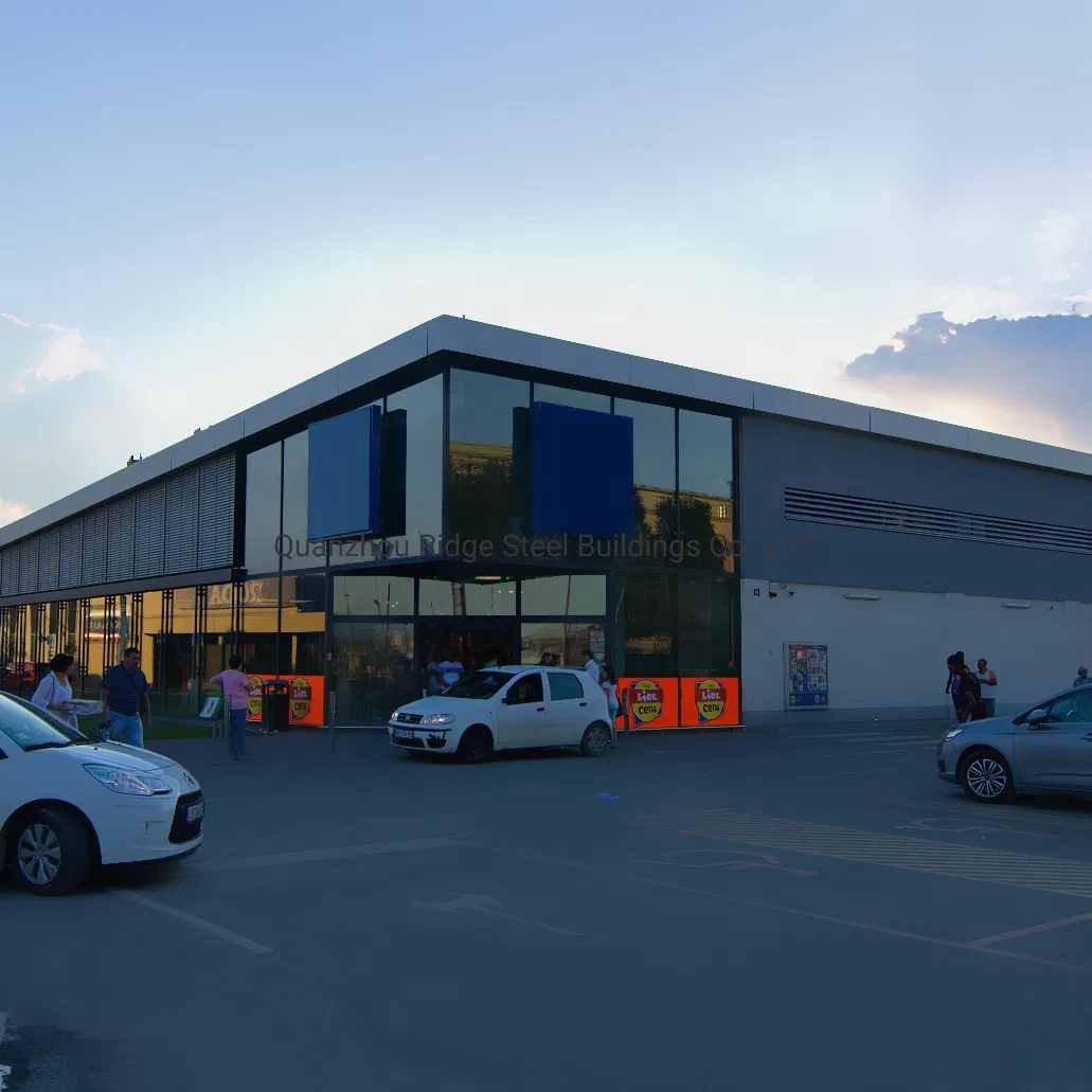 Big Commercial New Look Beauty Wall Cladding Glass Steel Structure Prefabricated Shop Mall