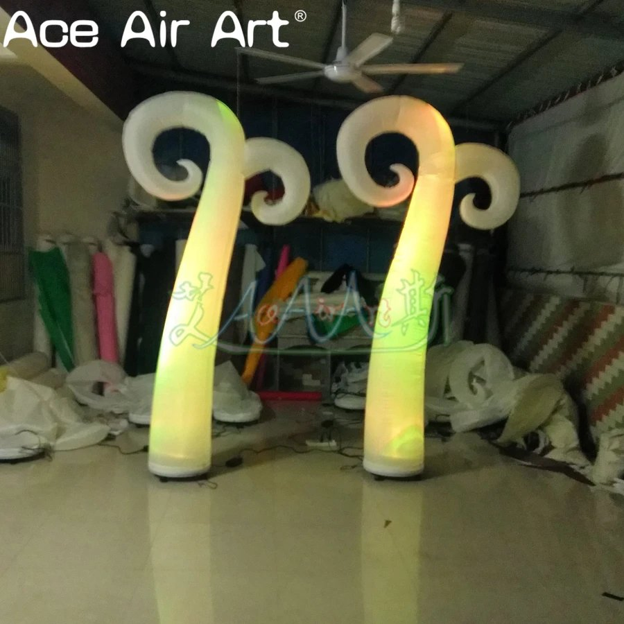 Inflatable Lighting Stage Decoration Inflatable Sheep Horns Illuminating Pillars Balloon with Air Blower