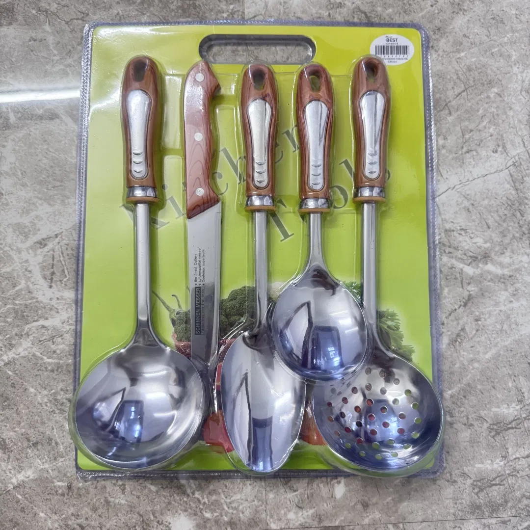 Africa 5 PCS Stainless Steel 410/201 Kitchen Ware Set with Knife Wholesale Kitchen Gadget and Blister Package Kitchen Tool Factory Kitchen Utensils Kitchenware