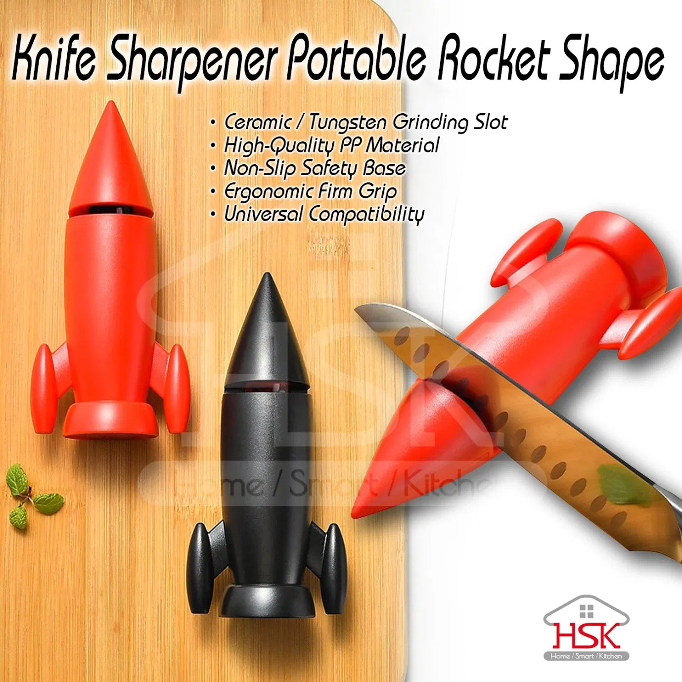 Rocket-Shaped Sharpening Tool, Multi-Functional Knife Sharpening Special Scissors Knife Sharpening Tool