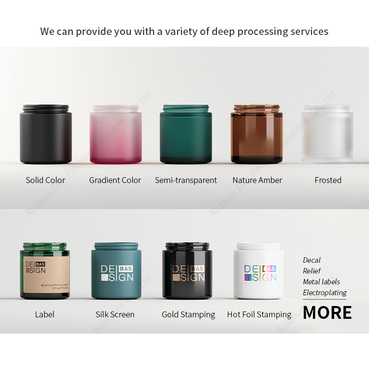 Custom 4oz 8oz 120ml 250ml Straight Sided Cosmetic Candle Holders Glass Container Candle Jars with Metal Lids for Candle Making