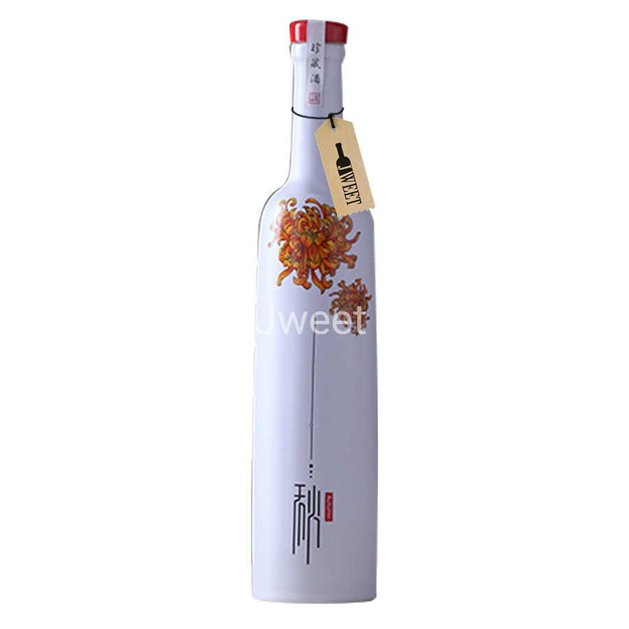 Color Coated Ceramic Wine Vodka Olive Oil Bottle with Decal Printing