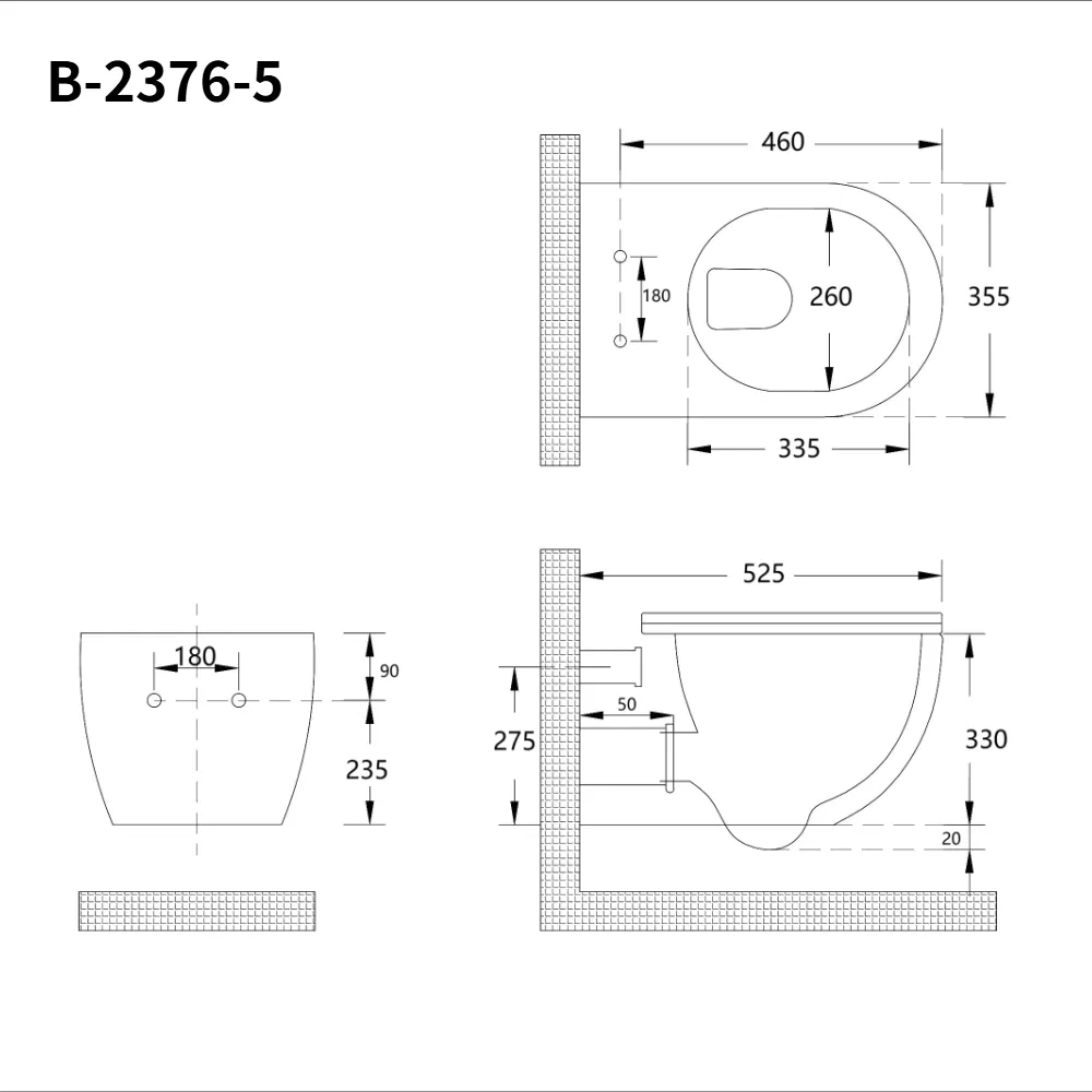 CE Certification Ceramic Tornado Wall Hung Bathroom Toilet Space-Saving Factory Price Sanitary Ware