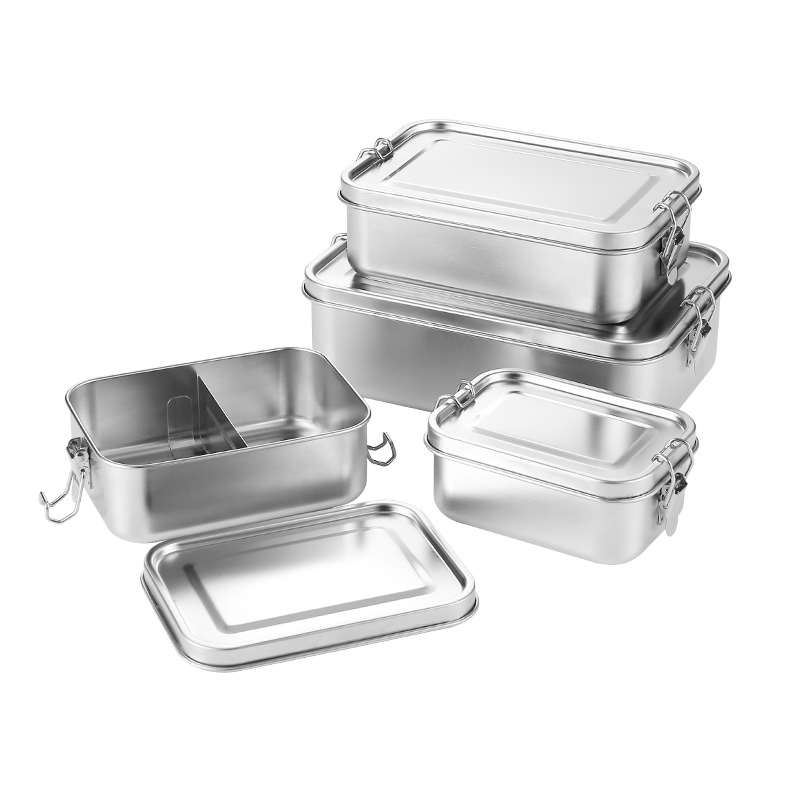 Food Grade Rectangular Metal Stainless Steel Bento Lunch Box