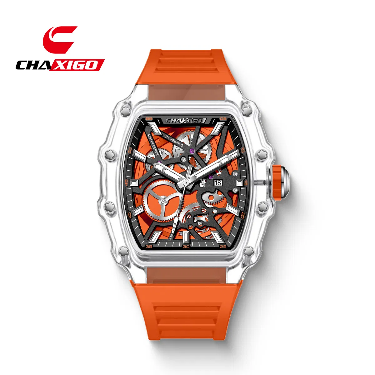 Chaxigo Men's Barrel-Shaped Watch Casual Fashion Automatic Quartz Luminous Waterproof Wristwatch