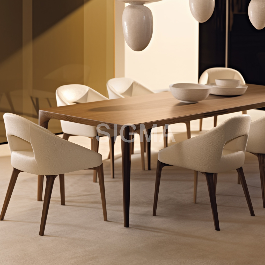 Обеденная группа деревянный стол тканевые стулья комплект