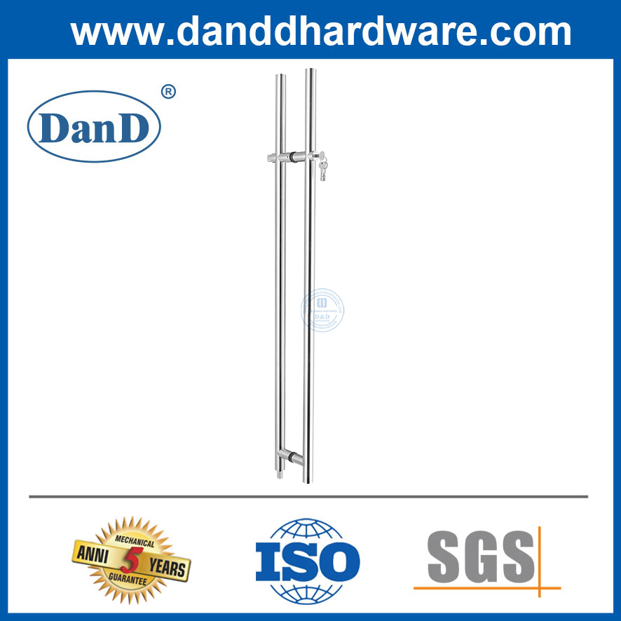 Long Double Sided Stainless Steel Hotel Glass Hardware Fittings Gate Lever Handle Glass Door Key Locking Locks Pull Handle with Schlage Lock