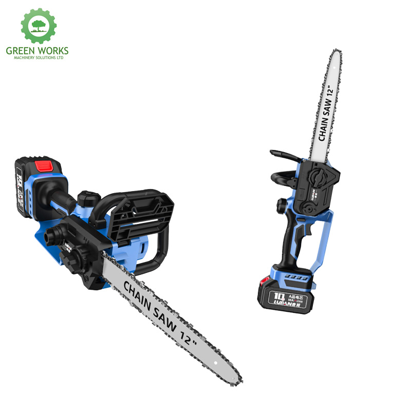 High Powered Portable Cordless Chainsaw with a 12-Inch Chain and Bar for Wood Cutting and Tree Trimming
