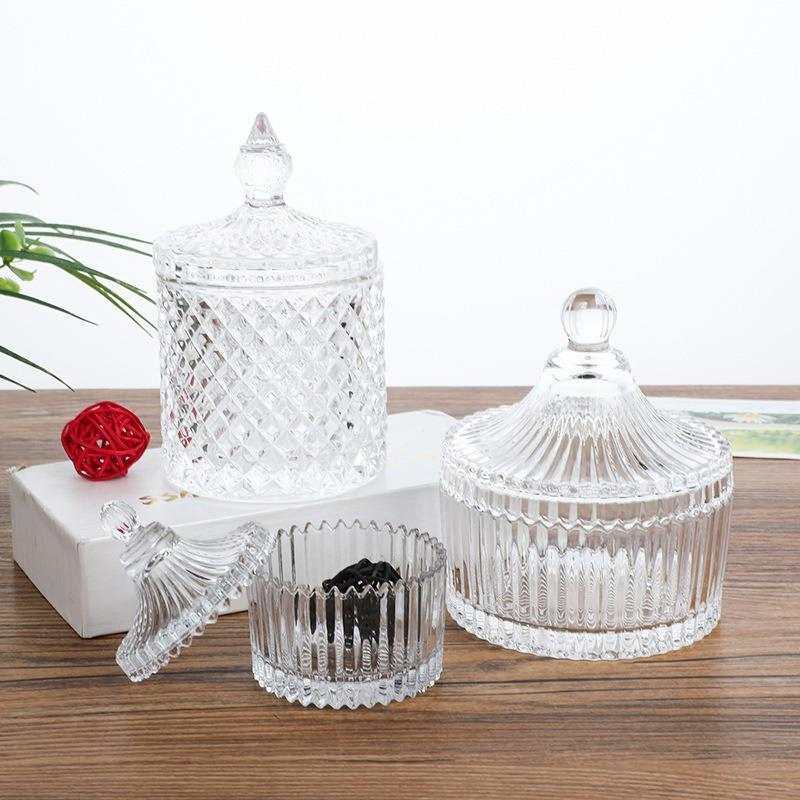 Glass Apothecary Jars with Lid Bathroom Decor Clear Cotton Ball Storage Organizer