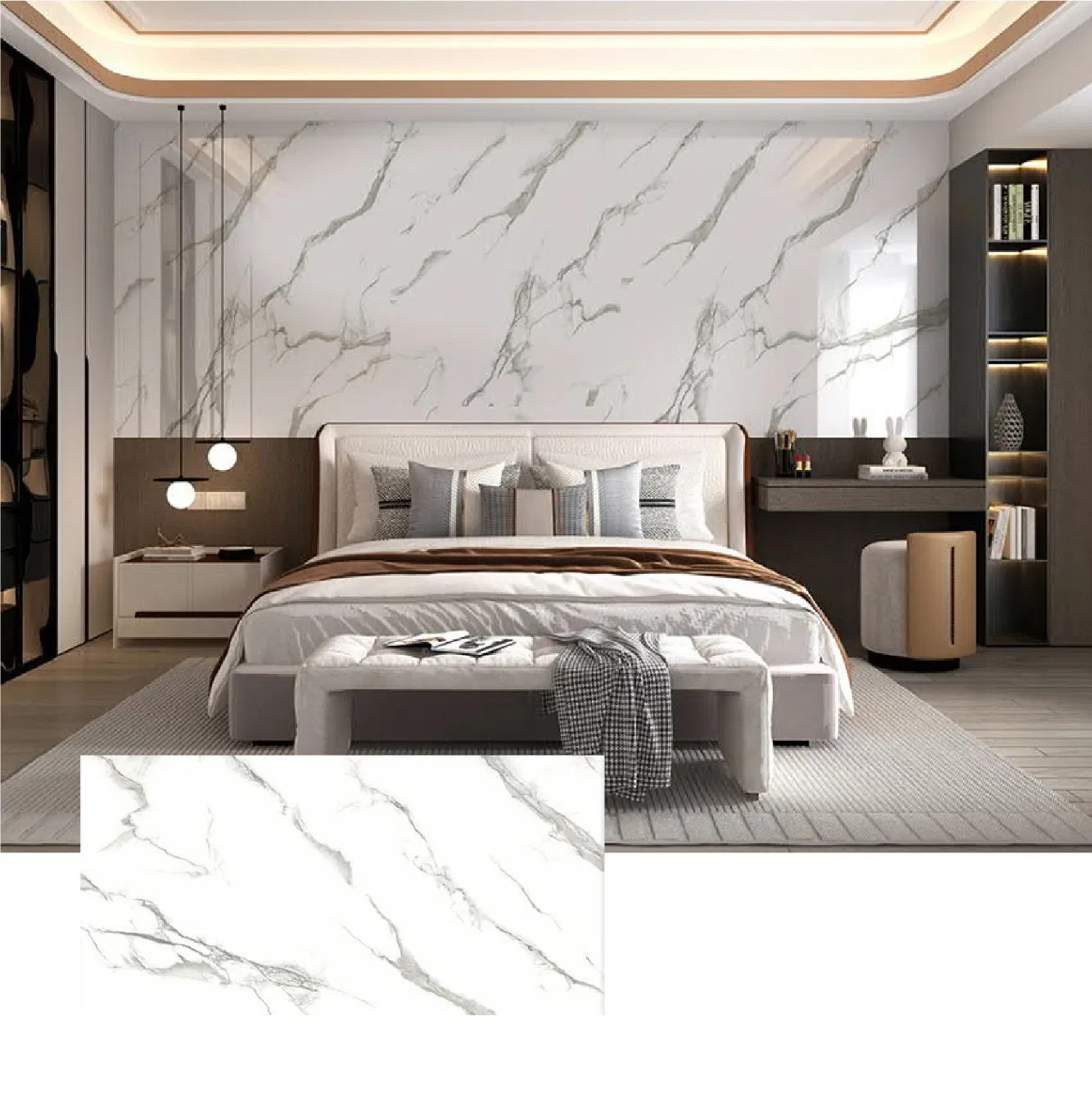 Самоклеящиеся обои с мраморным принтом, 1.2x3 м