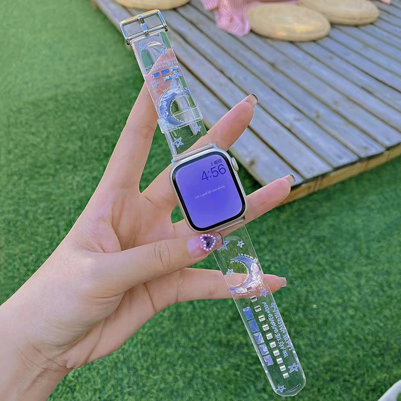 Wholesale Transparent TPU Watchband Cartoon Band Custom Printed Watch Strap for iWatch