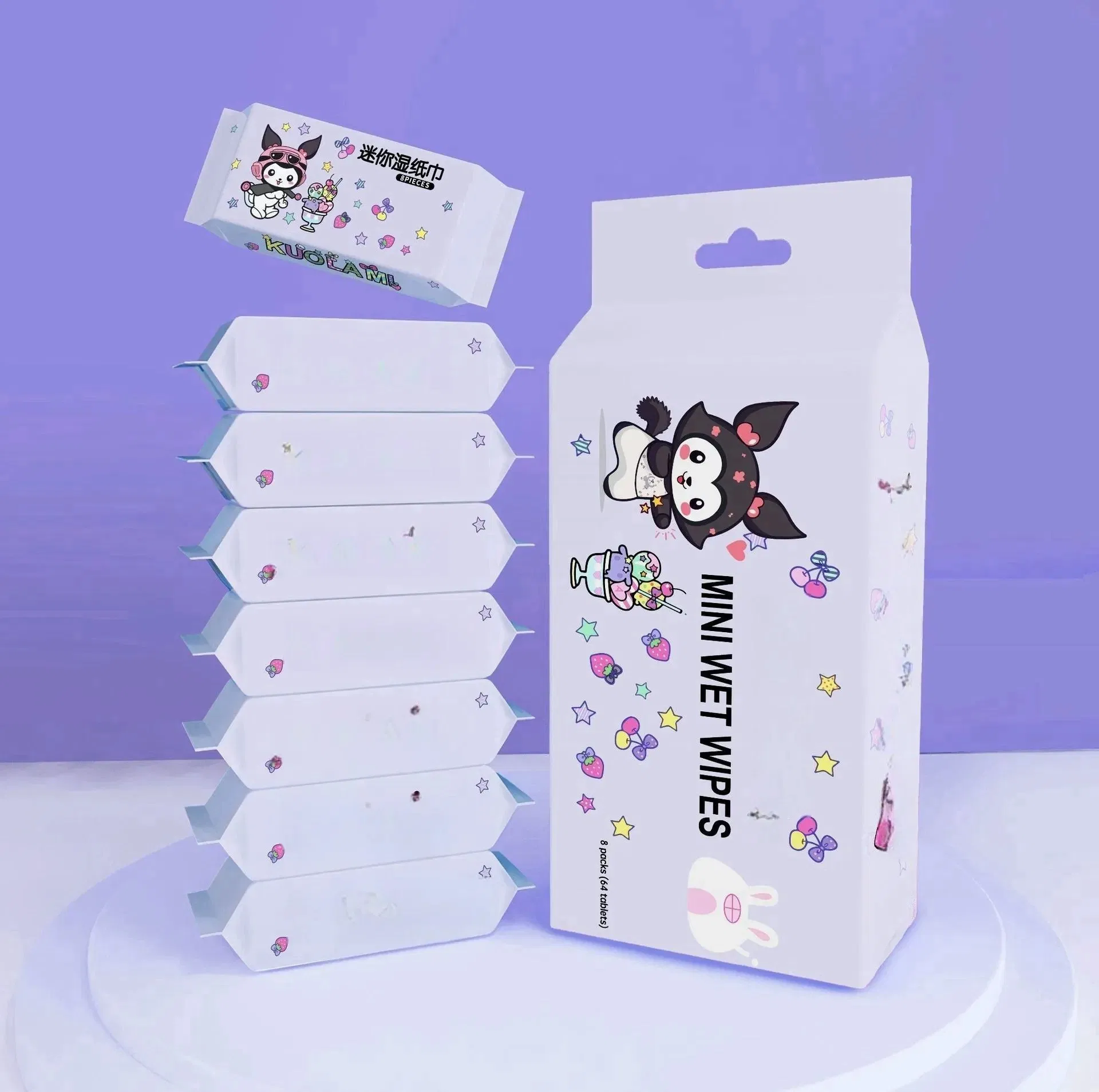 Free Sample Custom Cheap Pure Water Facial Wipes Cute Wet Wipes for Sensitive Skin Care