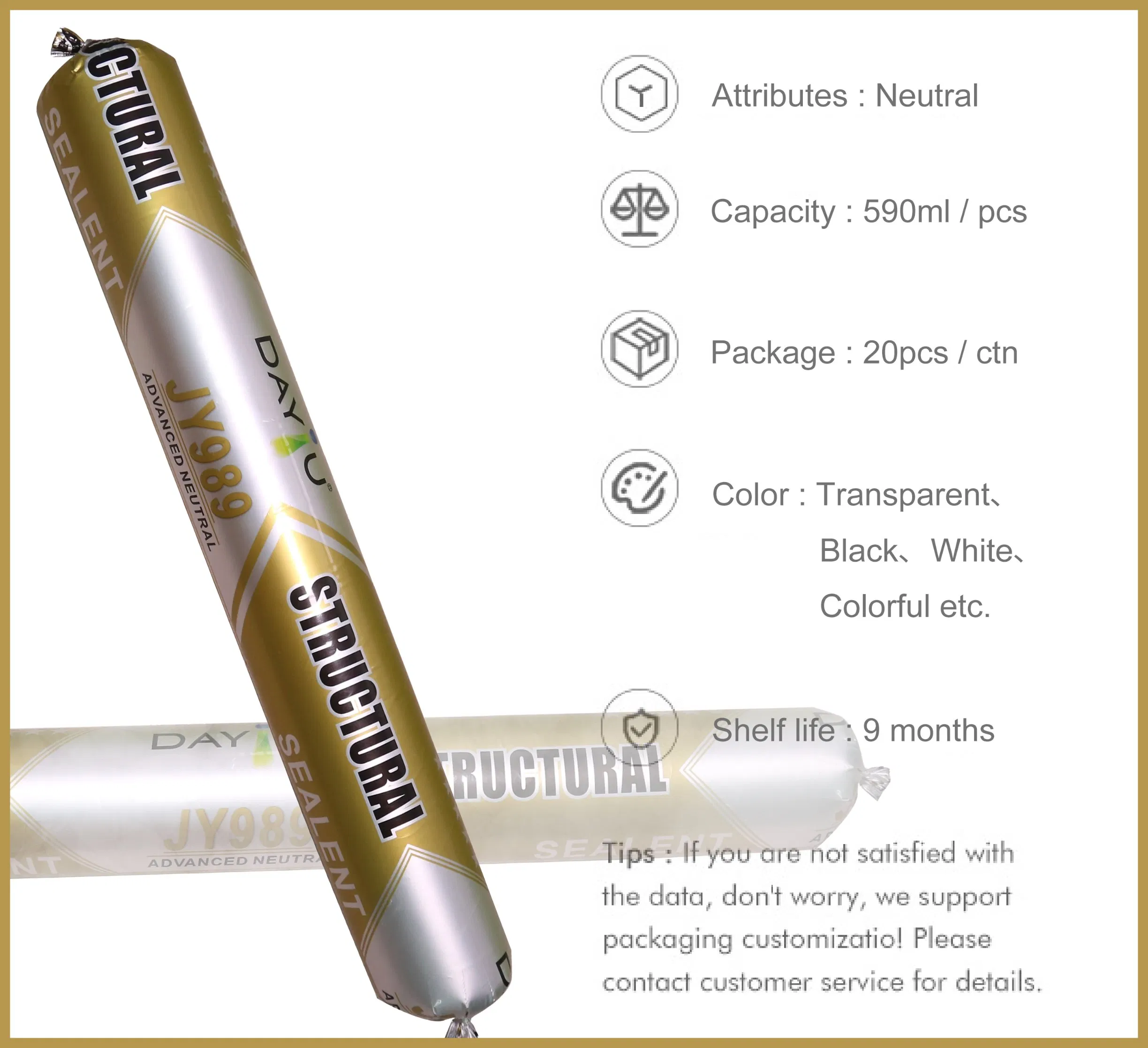 Silicone Structural Sealant Curtain Wall Weatherproofing Bonding Glazing Sealant for Glass and Aluminium