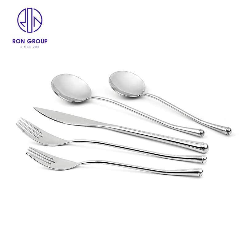 Western Western Food Tableware Stainless Steel Fine Handle Knife Fork and Spoon Five Piece Set