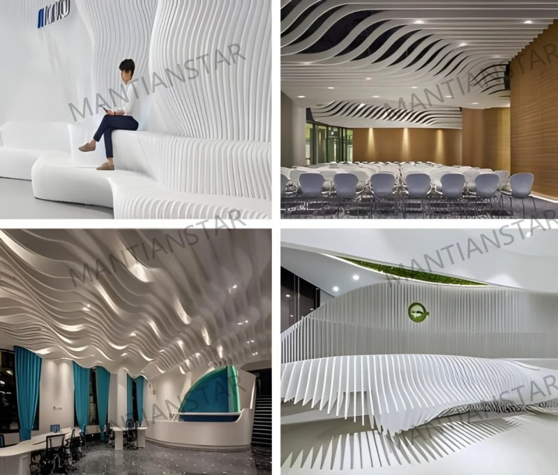 Modern Customized Arc-Shaped Waves Curved Metal Ceiling Wavy Baffle Aluminum Ceiling