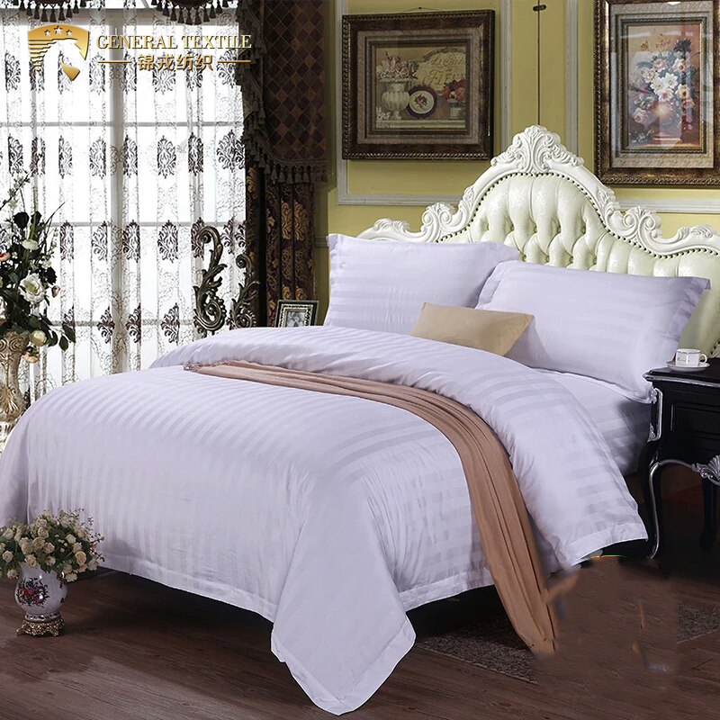 Hot Sale 100% Cotton Bed Linen 1cm Stripe Style Hotel Bedding Sets (JRD784)