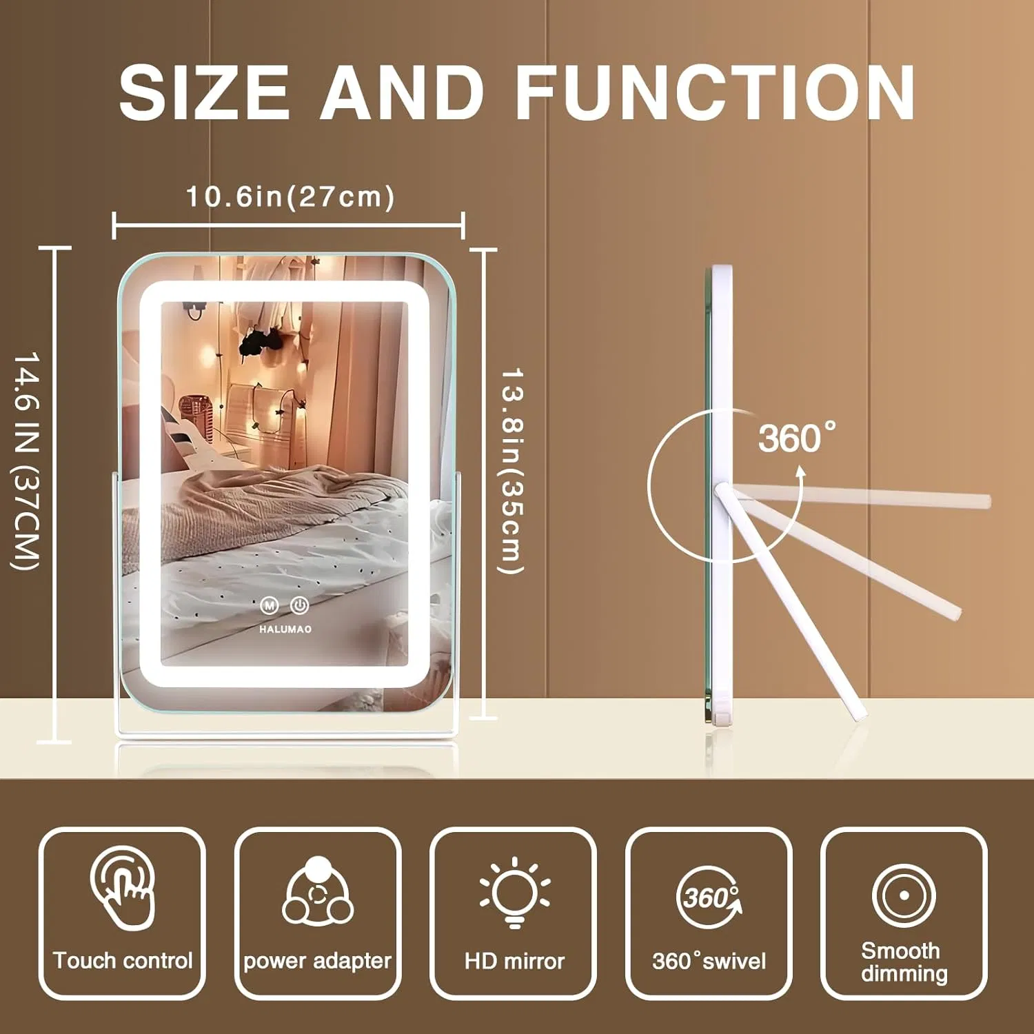 Customized Home Decoration Glass Smart Wall LED Light Mirror with Bathroom Furniture