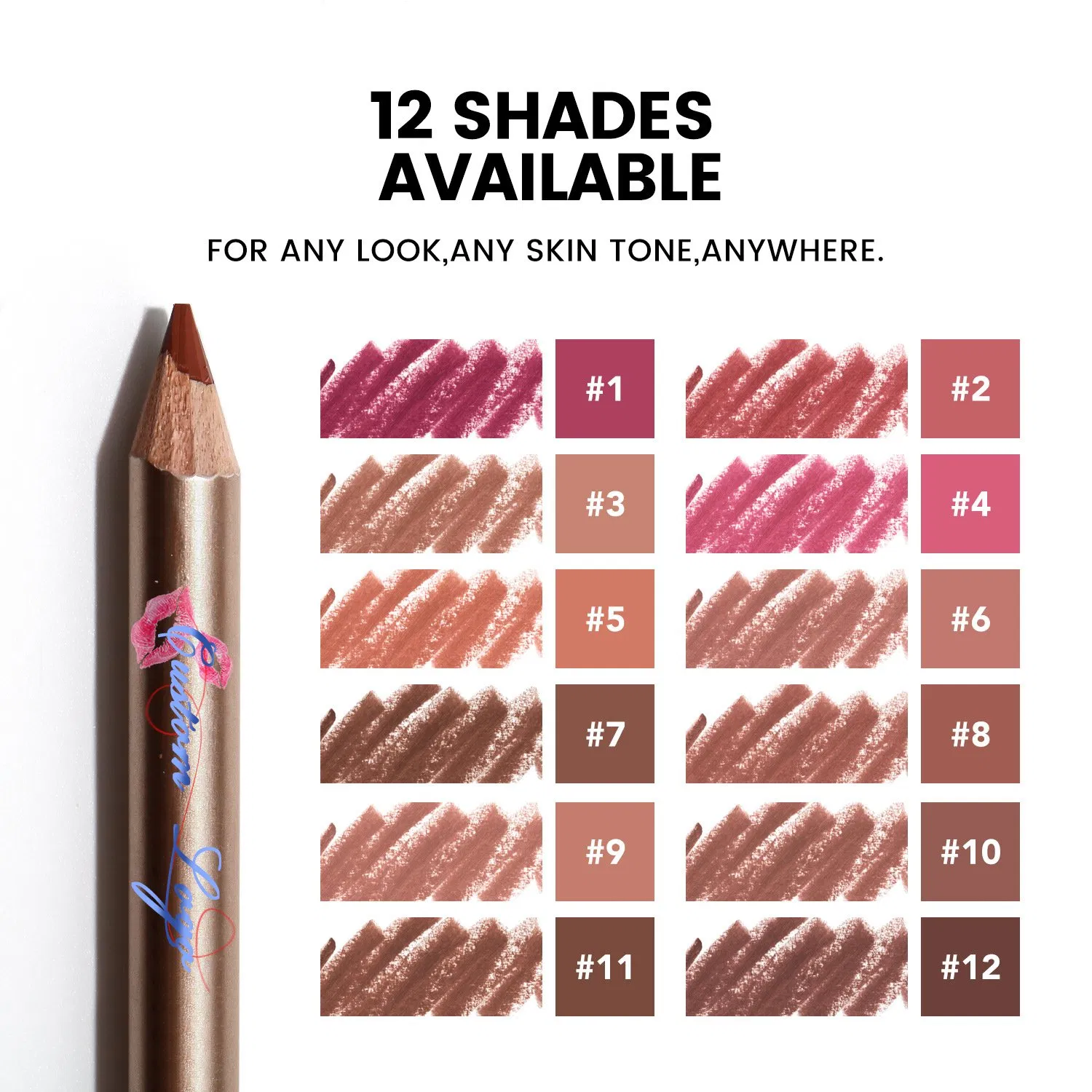 Customized Lipliner Pencil Vegan Creamy Waterproof Smoothly Lip Liner Pencil for Lips
