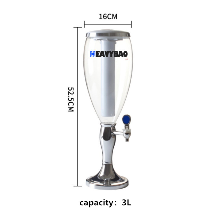 Heavybao 3L Beer Dispenser Beer Tower Beverage Dispenser with Ice Tube
