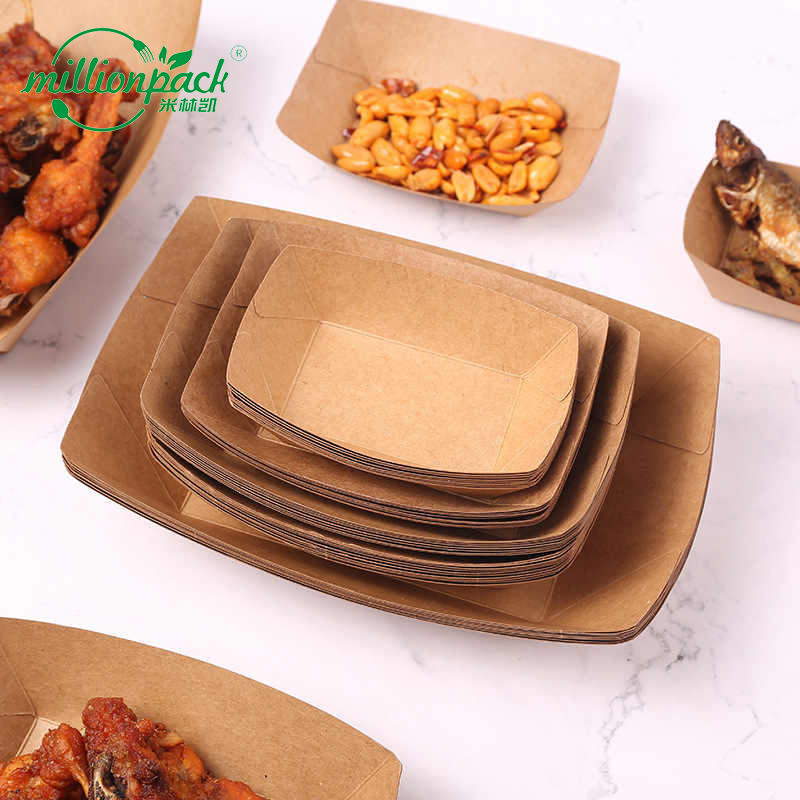 Kraft Takeaway Food Tray for Grab-and-Go Packaging Strong Durable Snack Serving