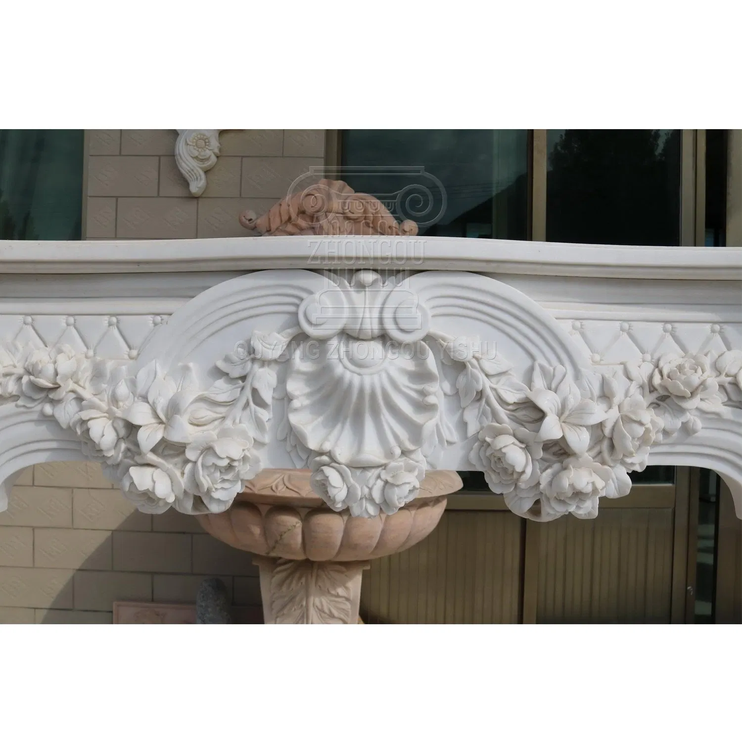 Home Decoration White Marble Fireplace Carving Sculpture