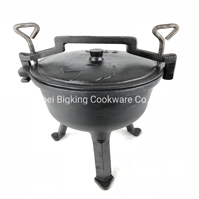 Cast Iron Three Legs Potjie Non-Stick Cauldron Pot