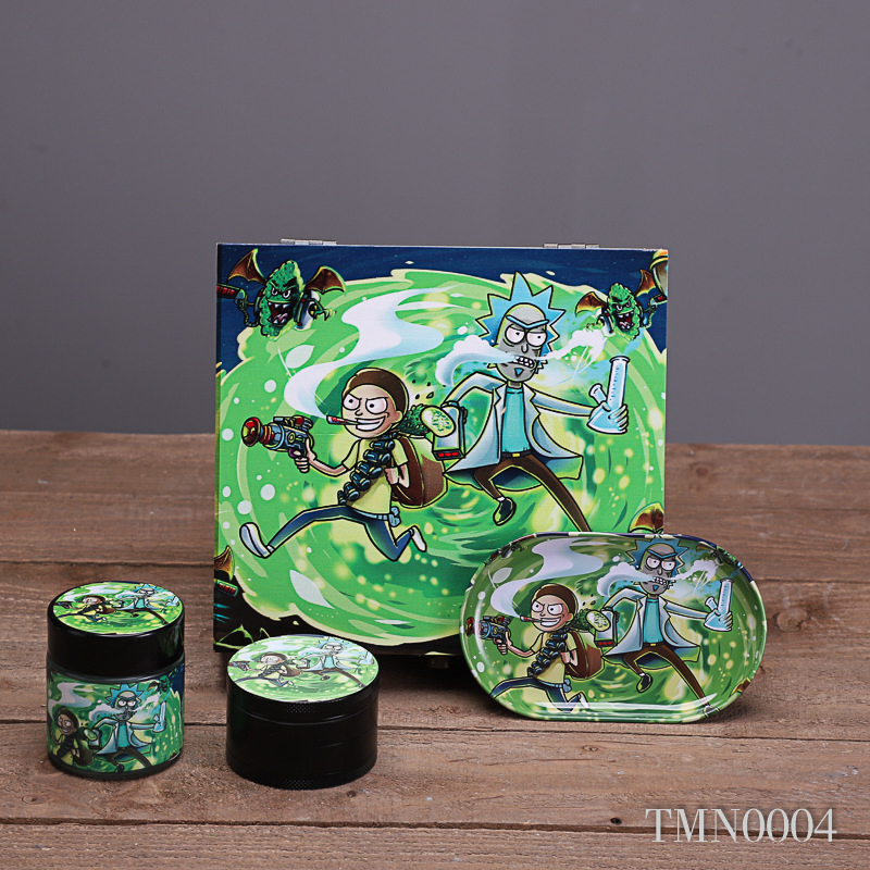 Wooden Box Cigarette Set Cigarette Tray Grinder Storage Tank 4 Sets of Cigarette Set Manufacturers Wholesale