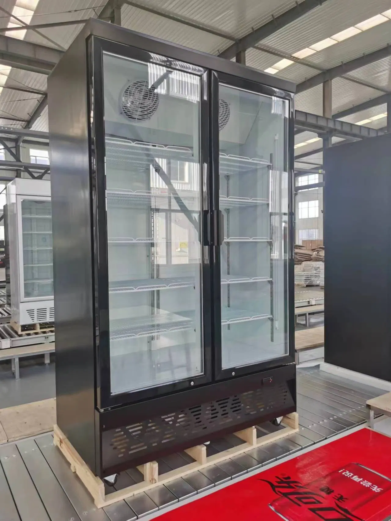 Commercial Supermarket Chain Stores Triple Glass Door Display Showcase Refrigerator Commercial Upright Chiller Double Layer Single Low-E Tempered Glass Door