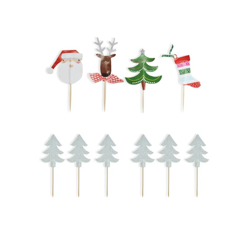 Merry Christmas Cake Fruit Sticks for Wedding Decoration Christmas Stocking Tree