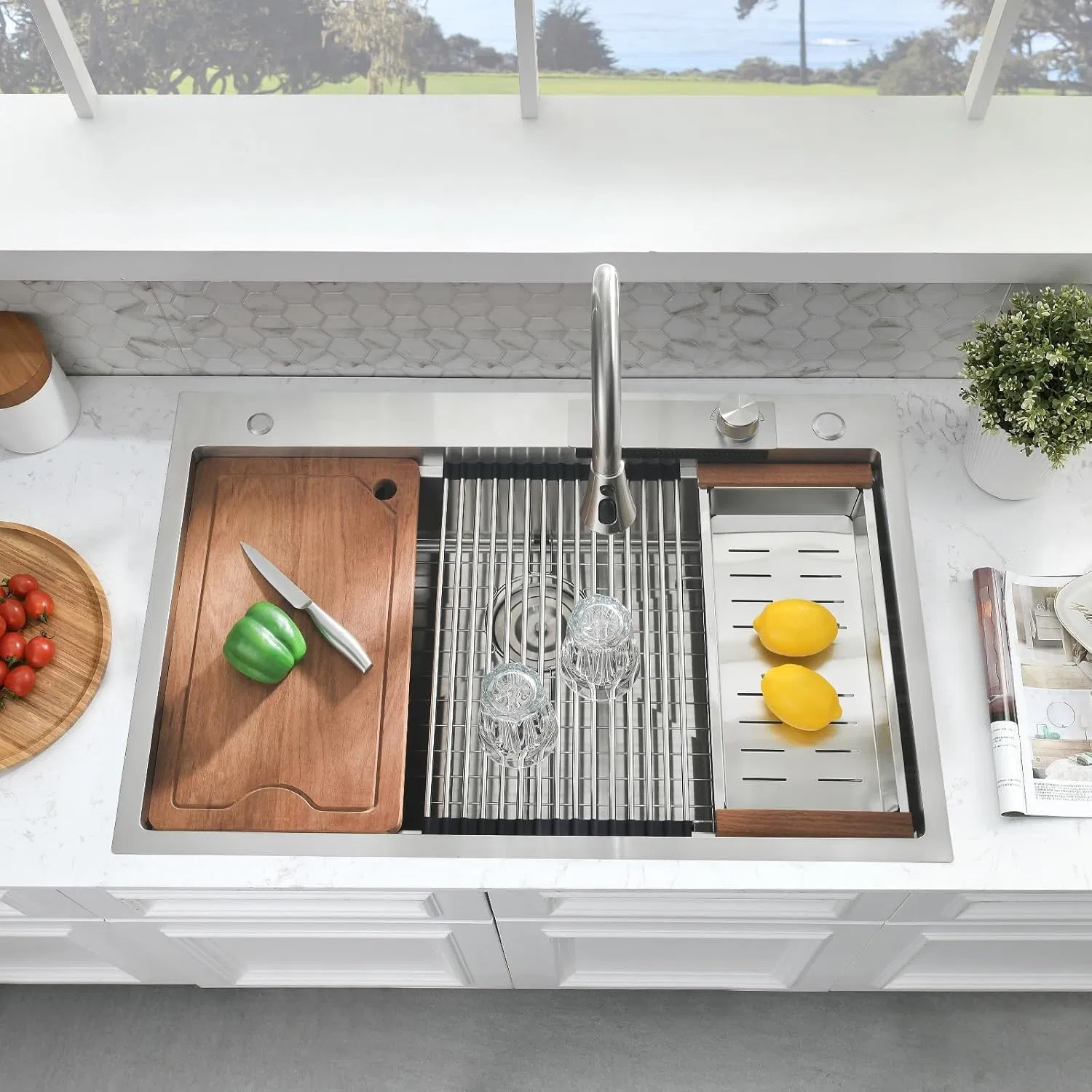 Durable Stainless Steel Sink Easy Care Stylish Practical Space-Saving Modern Kitchen
