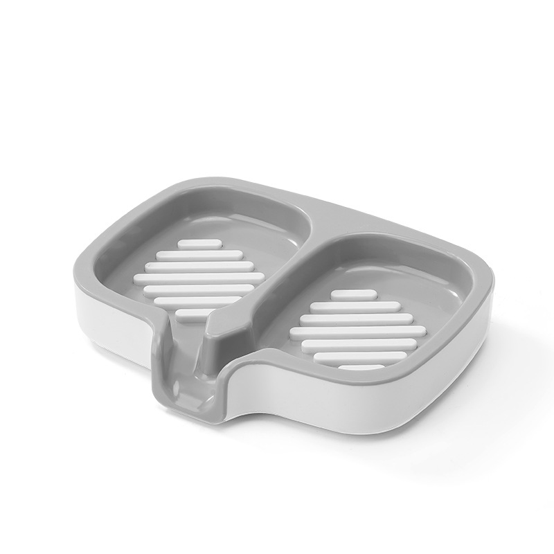 Double-Slot Plastic Soap Dish Holder, Durable and Stylish Bathroom Soap Tray with Drainage, Ideal for Soap and Sponges, Easy to Clean, Space-Saving Design