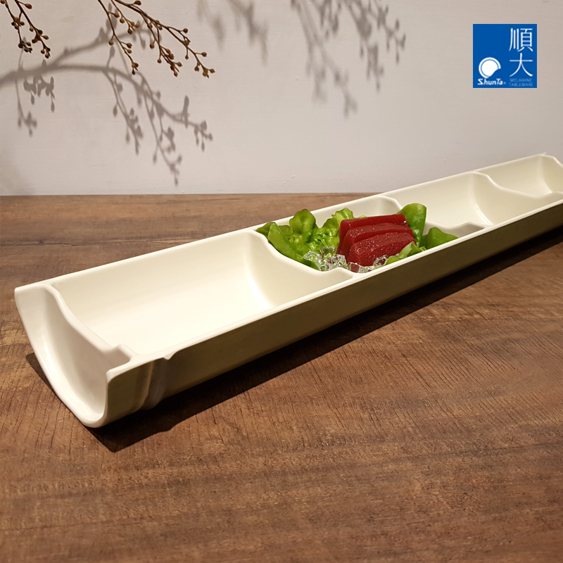 Melamine Green Bamboo Series 60cm Long Divided Dessert Serving Plate