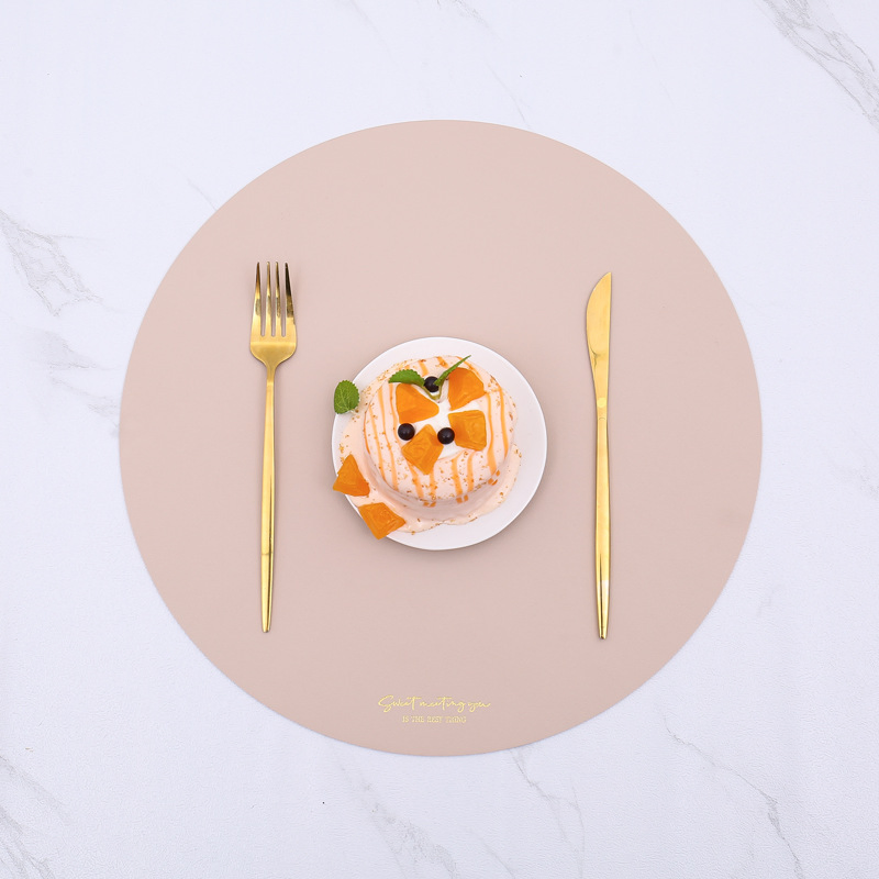 Waterproof Coffee Coasters Kitchen Table Mats Easy Cleaning Eco-Friendly Round Embossed PU Leather Placemat